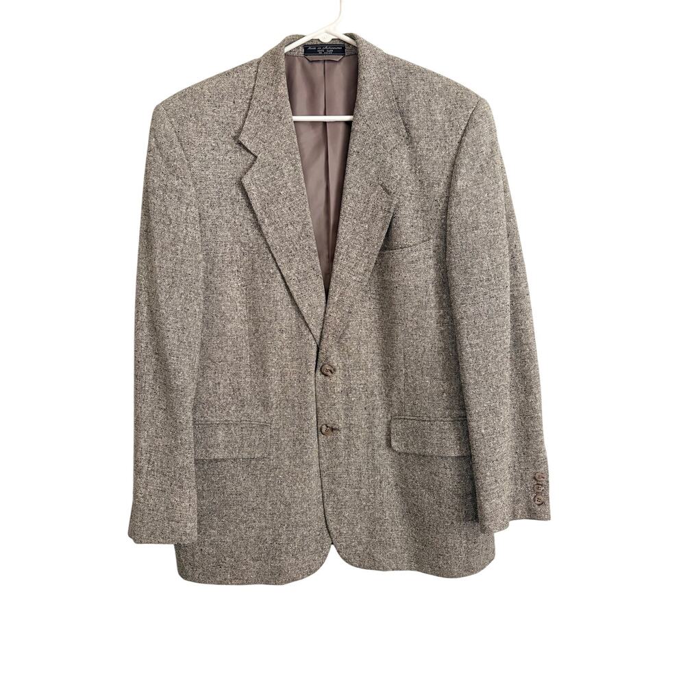 VTG Bert Pulitzer 100% Silk Tweed Breasted Sport Coat Gray Men's 42R Old Money